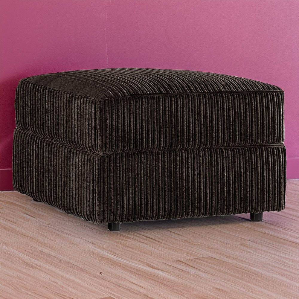 Portland Luxor Chocolate Jumbo Cord Footstool Image 1