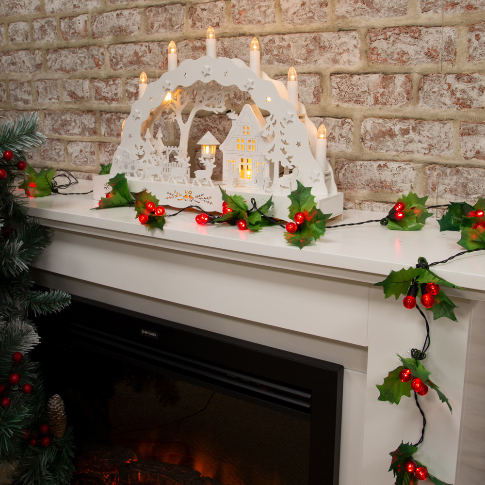 The Christmas Workshop 60 LED Holly Sprig and Berries String Light Image 5