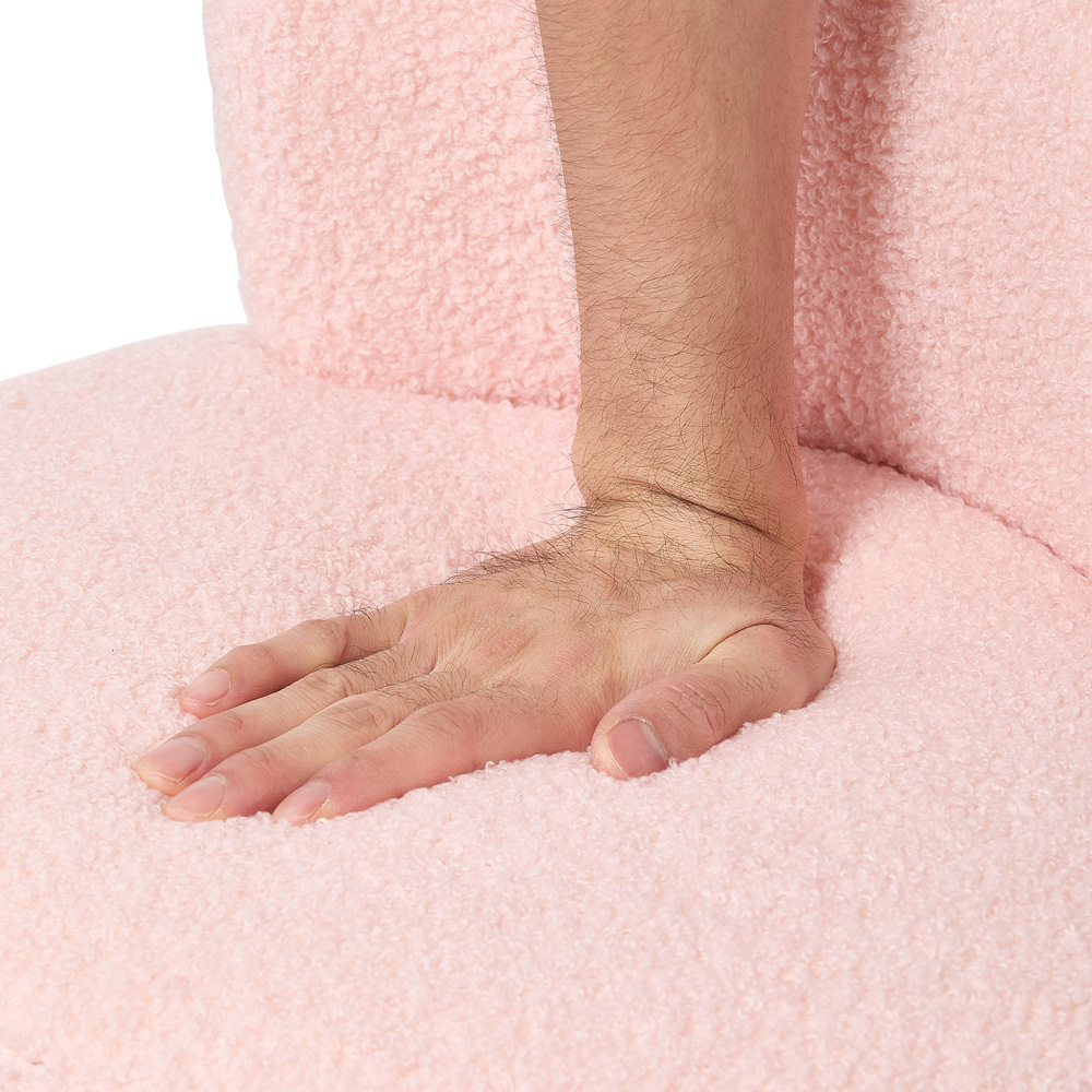 Living and Home Pink Teddy Fleece Low Backrest Vanity Stool Image 3