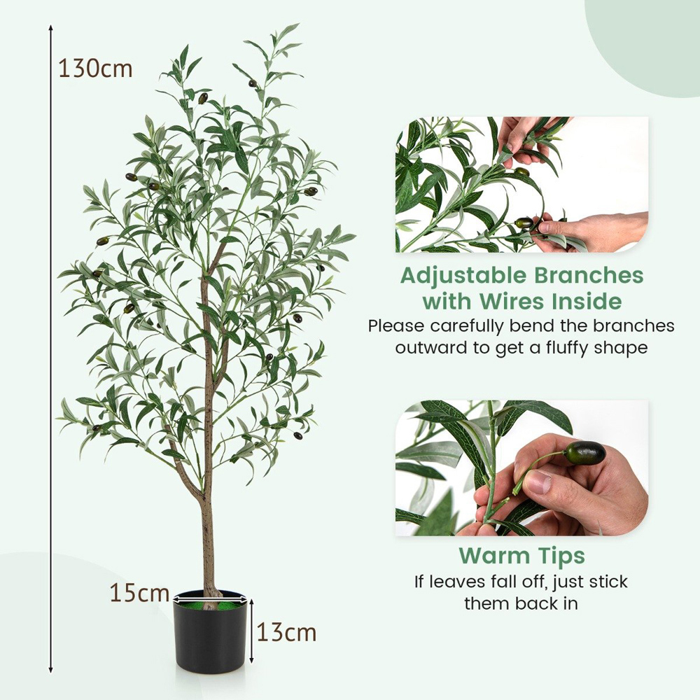 Costway Artificial Olive Tree with Fruits 130cm Image 9