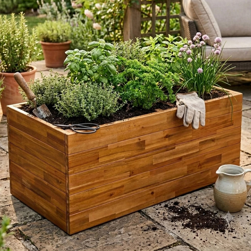 Thompson & Morgan Acacia Large Rectangular Planter 98 x 45.5 x 42.5cm Image 4