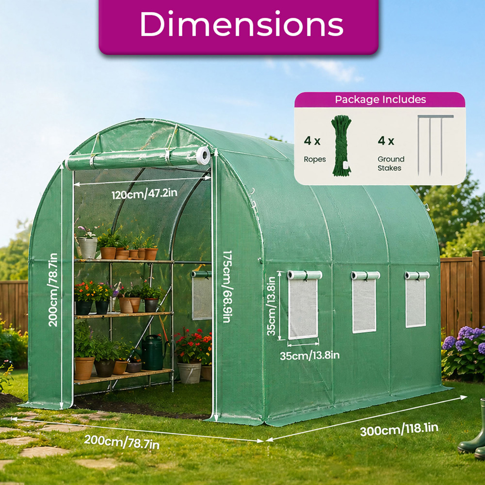Neo Green Galvanised Steel Frame 6.6 x 9.8ft Walk-In Polytunnel Greenhouse Image 8