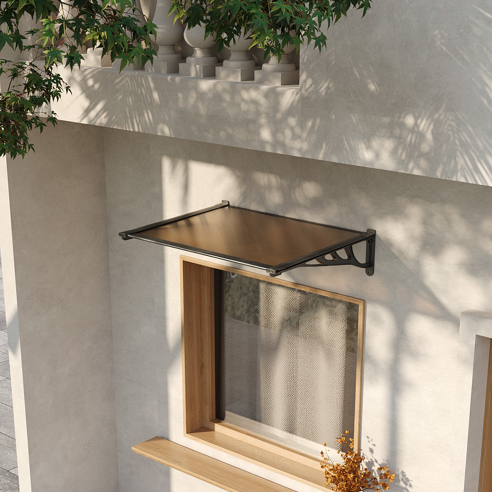 Living and Home Dark Brown Flat Door Window Awning Canopy 1.2 x 0.9m Image 7