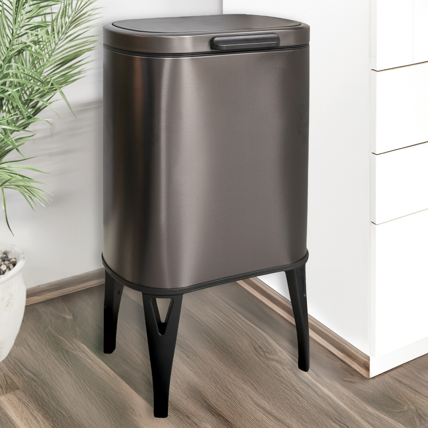 Kitchen Master 35L Push Dustbin with Legs Dark Grey Image 6