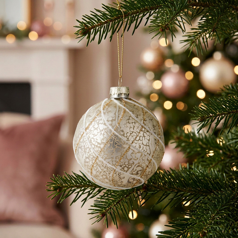Champagne Glitter Christmas Bauble Image 5