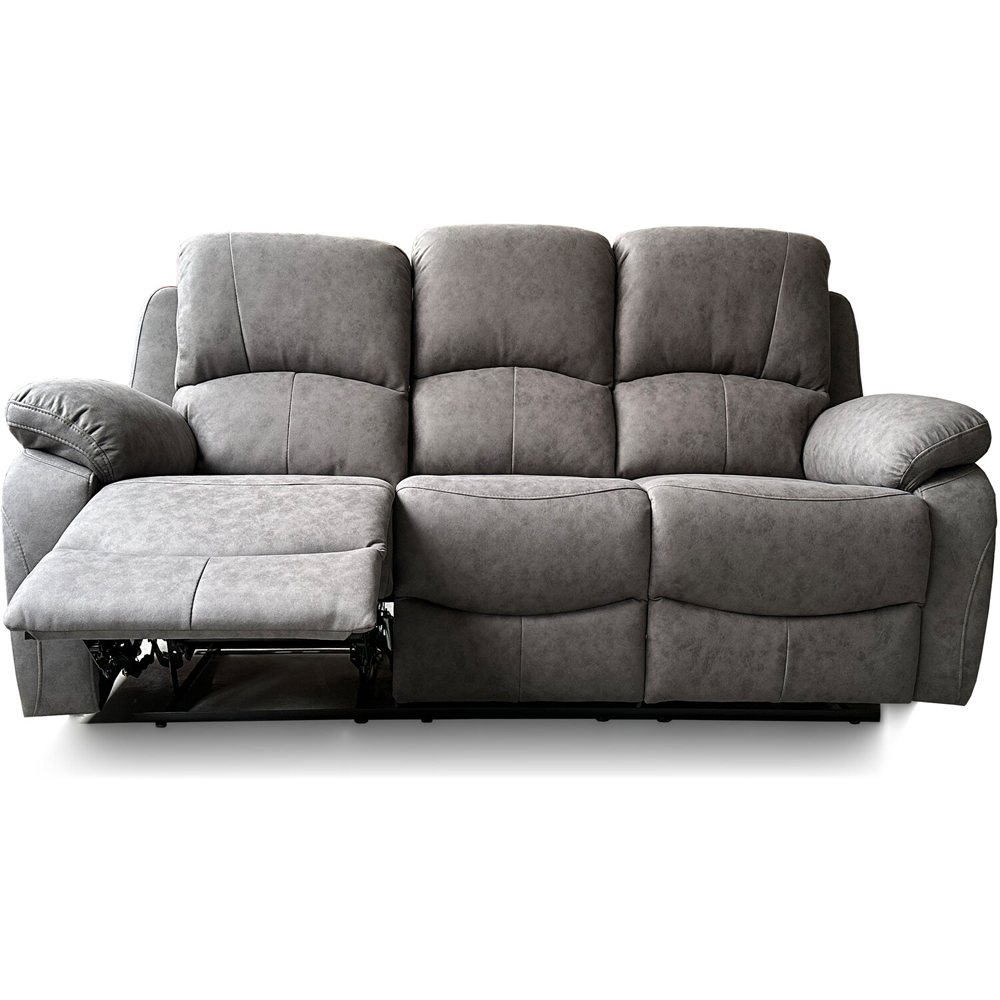 Milano 3 Seater Grey Fabric Recliner Sofa Image 8