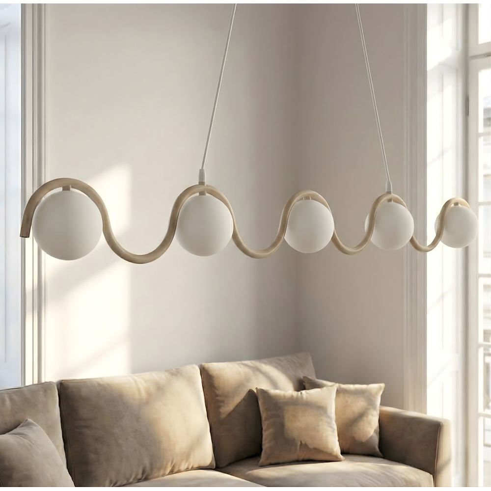 Emibig Sinus 5 Light Beige Linear Design G9 Ceiling Pendant Light Image 4