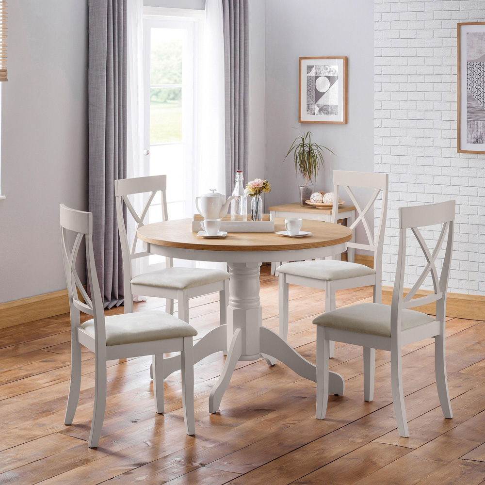 Julian Bowen Davenport 4 Seater Grey And Oak Round Table Set Image 5