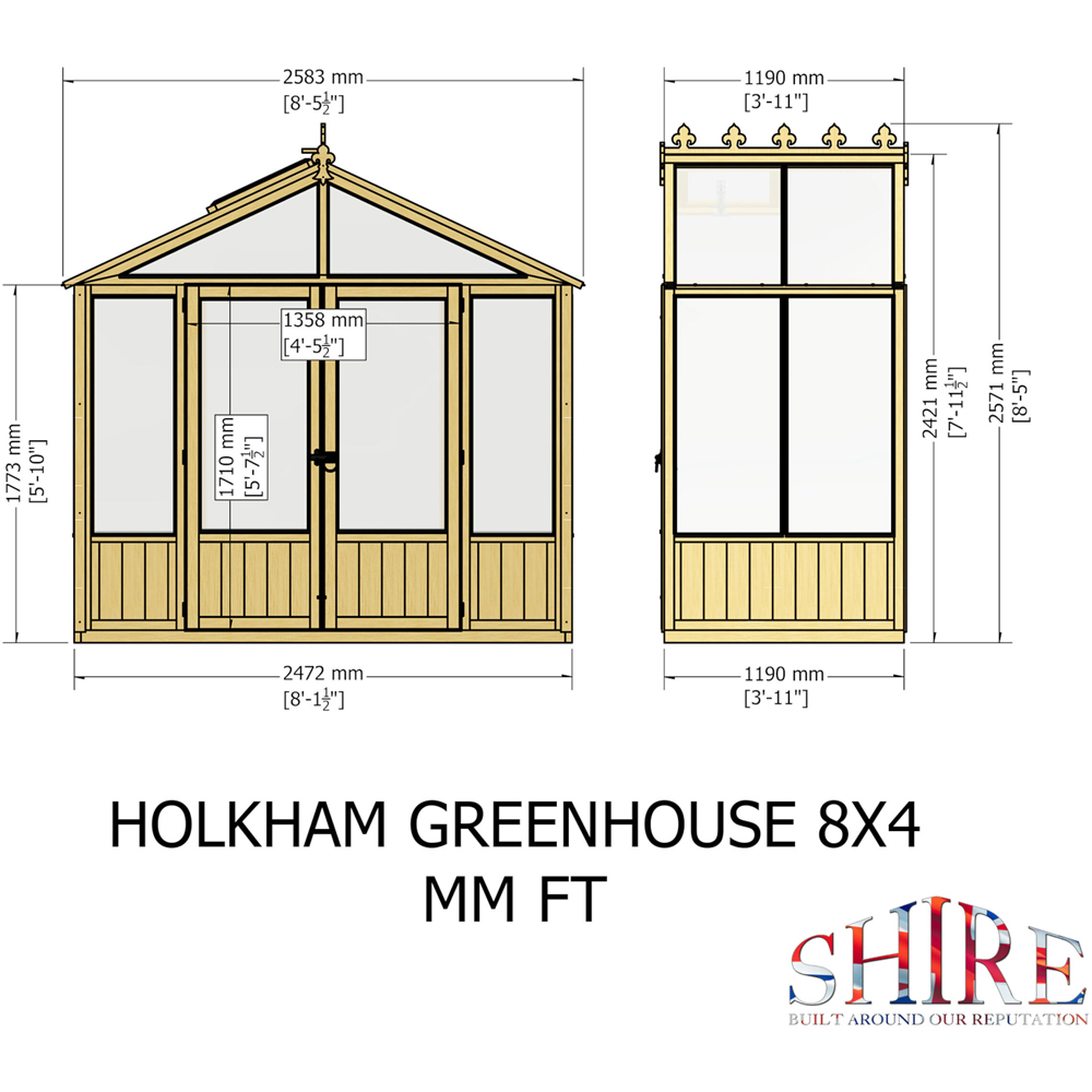 Shire Holkham Wooden 8 x 4ft Apex Greenhouse Image 9