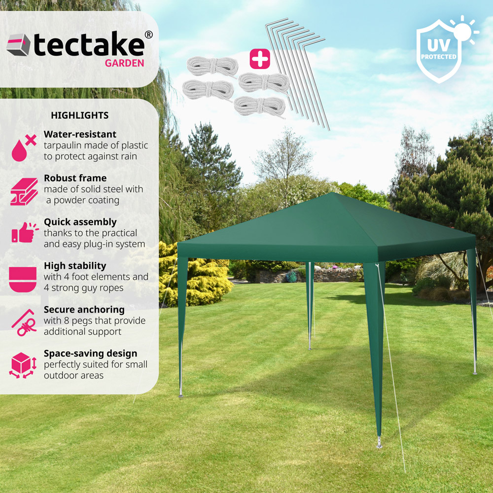tectake Kara 3 x 3m Green Water and UV Resistant Gazebo Image 6