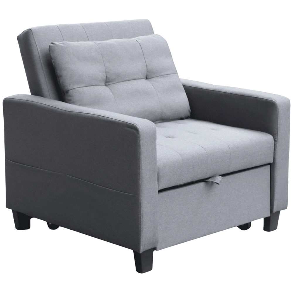 Home Source Charleston Single Seater Dark Grey Linen Sofa Bed | Homebase