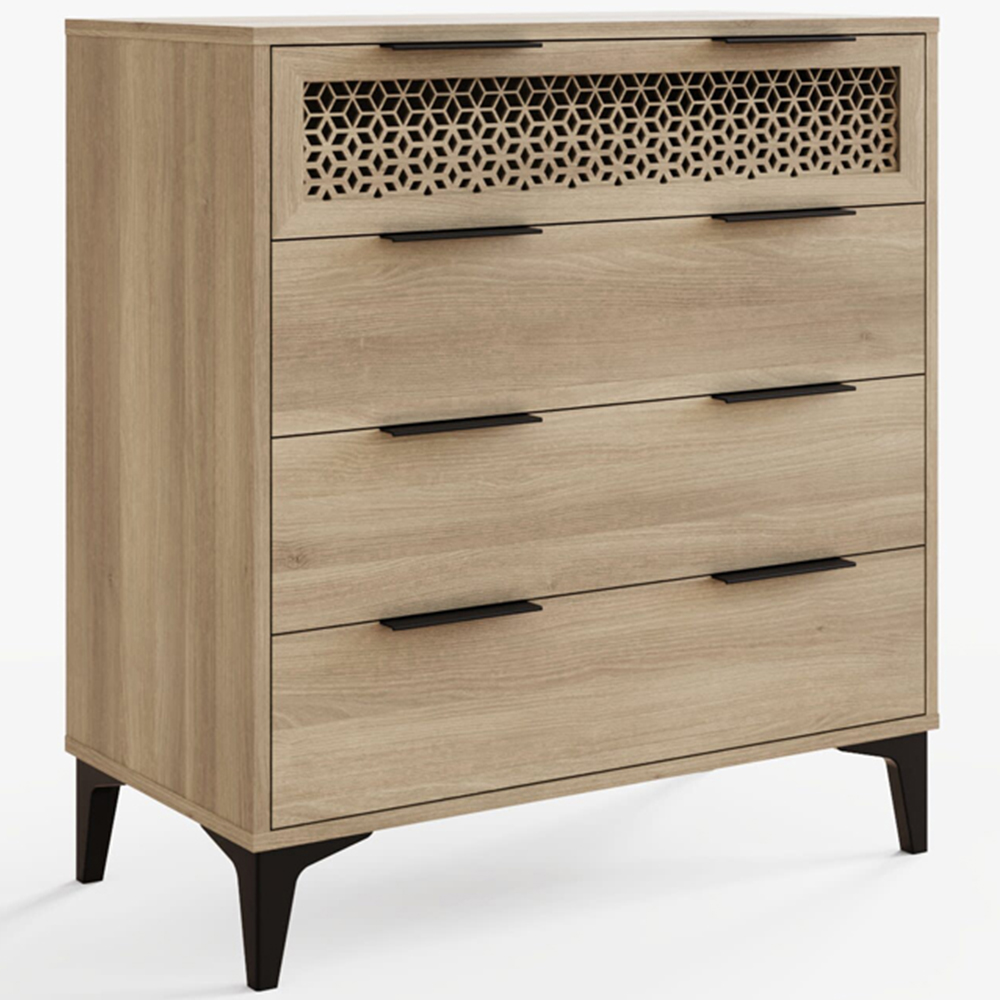 GFW Ezra 4 Drawer Oak Chest of Drawers Image 2