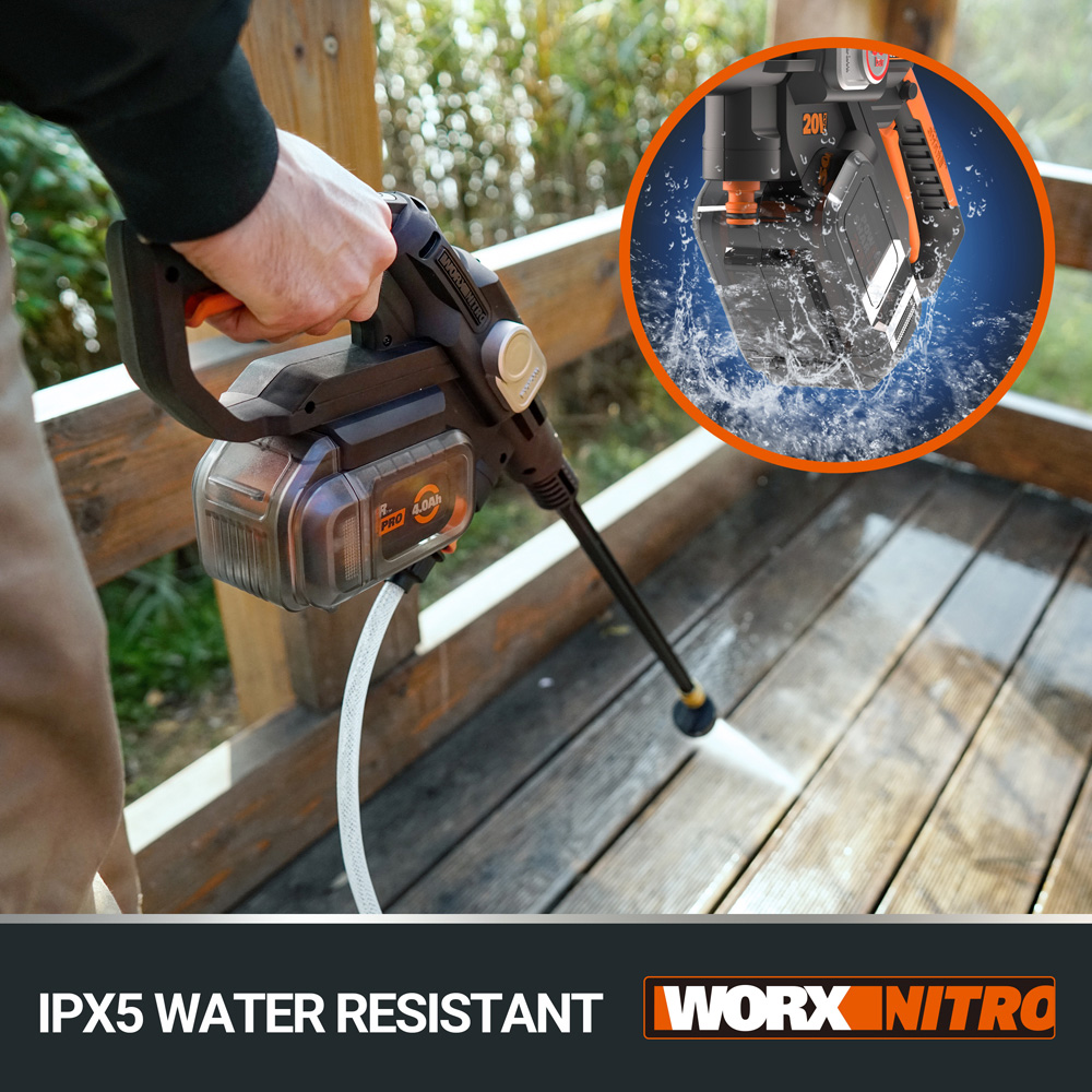 Worx Nitro HydroShot WG633E.9 20V Cordless Brushless Pressure Cleaner 56 Bar Image 5