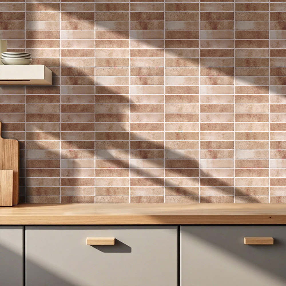 Living and Home Brown Rectangle Self Adhesive Wall Sticker 10 Pack Image 8