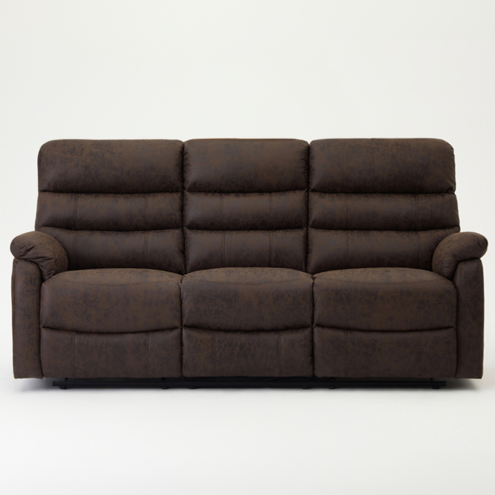 Home Detail Maxwell 3 Seater Brown Air Leather Manual Recliner Sofa Image 2