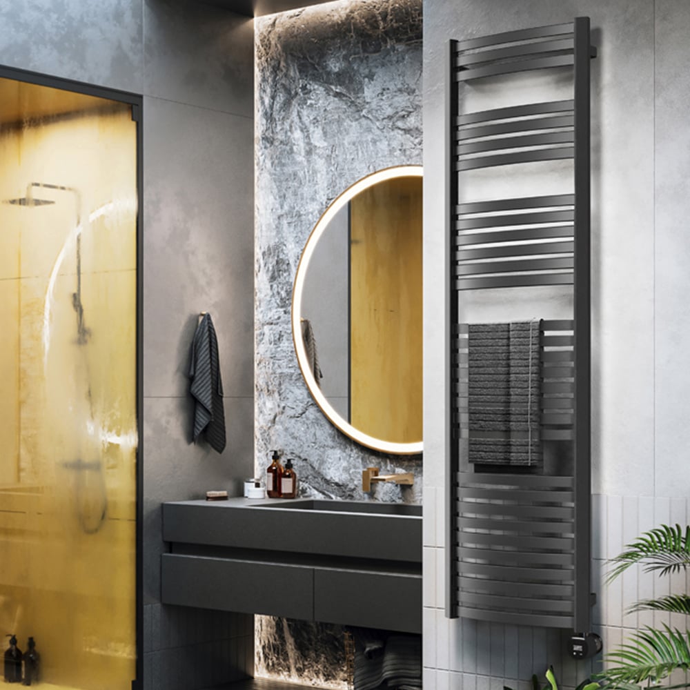 Terma Dexter E Matt Black Electric Towel Rail 1760 x 500mm Image 2