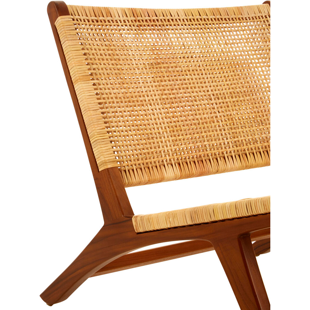 Premier Housewares Lovina Teak Wood and Natural Rattan Lounge Chair Image 4