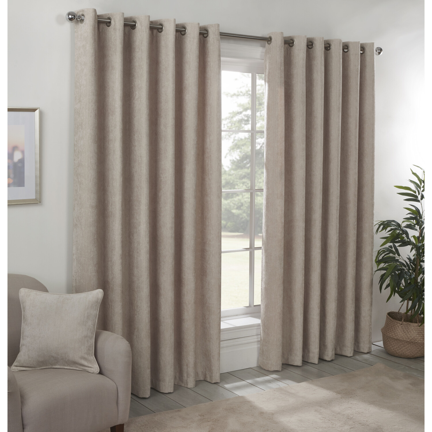 Divante Alden Natural Thermal Curtains 183 x 168cm Image 1