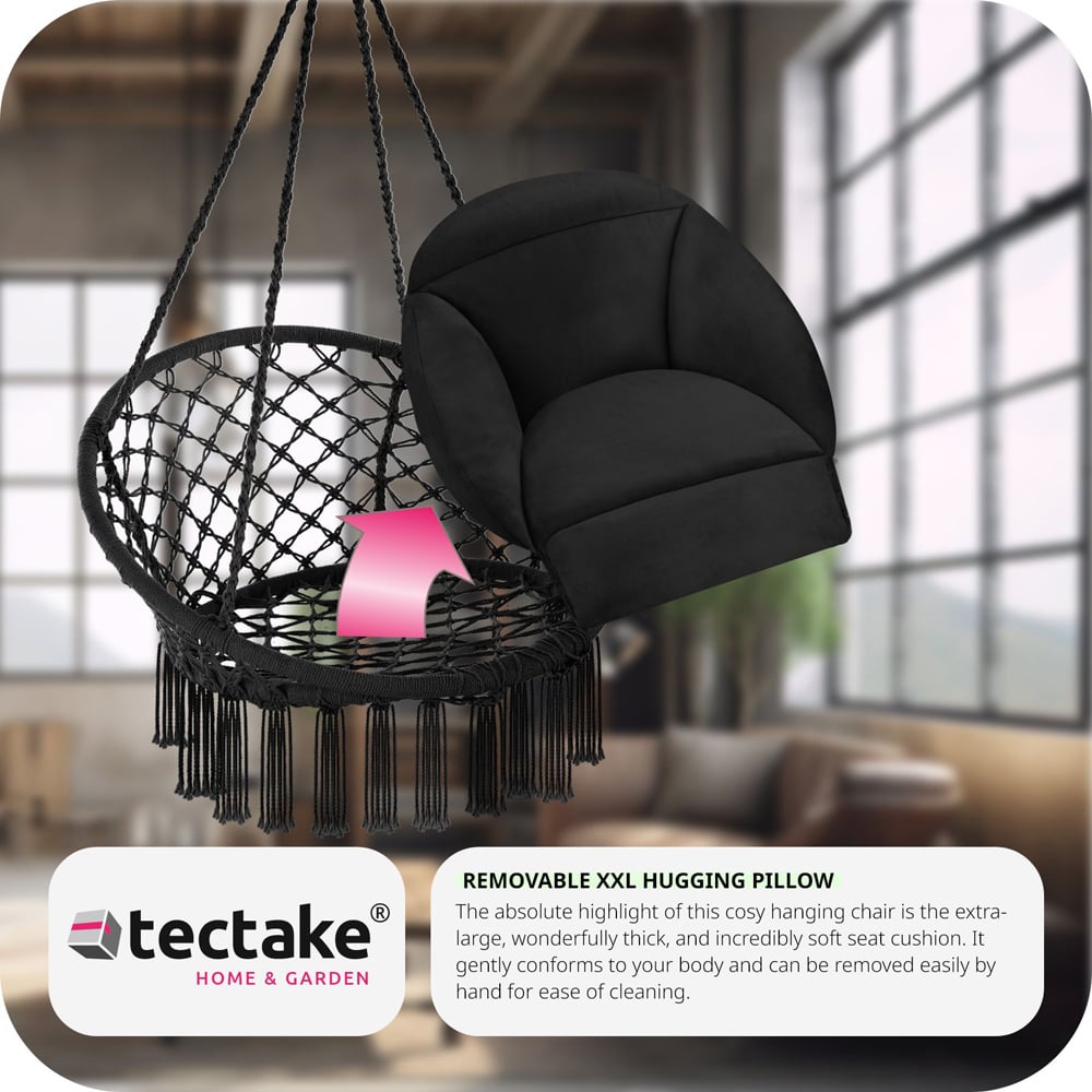 tectake Samira Black Swing Chair with Thick Seat Cushion Image 7