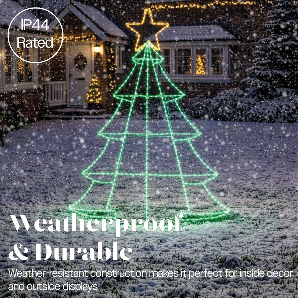 Xmas Haus 420 Green and White Micro LED Christmas Tree Silhouette with Stand 90.5cm Image 4