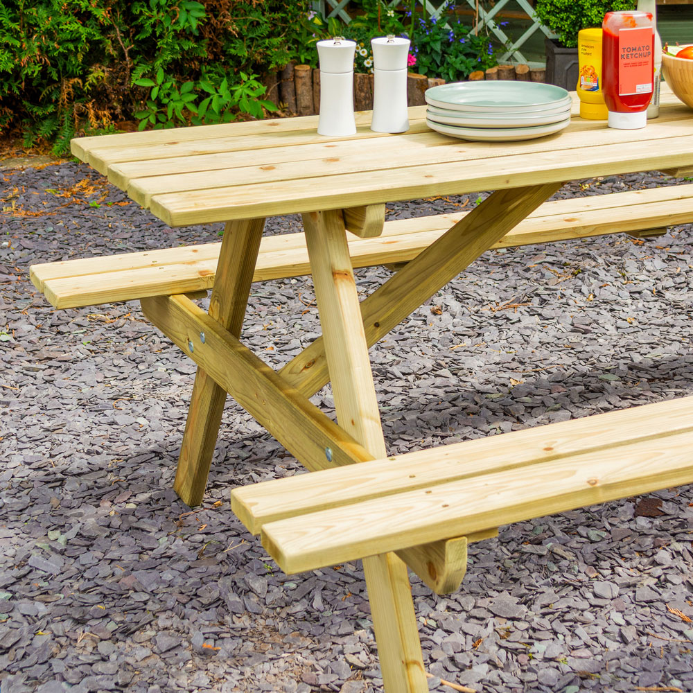 Rowlinson Traditional 8 Seater Picnic Table 1.8m Image 3