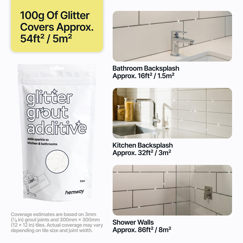 Hemway Glitter White Fine Tile Grout Additive 100g Image 4