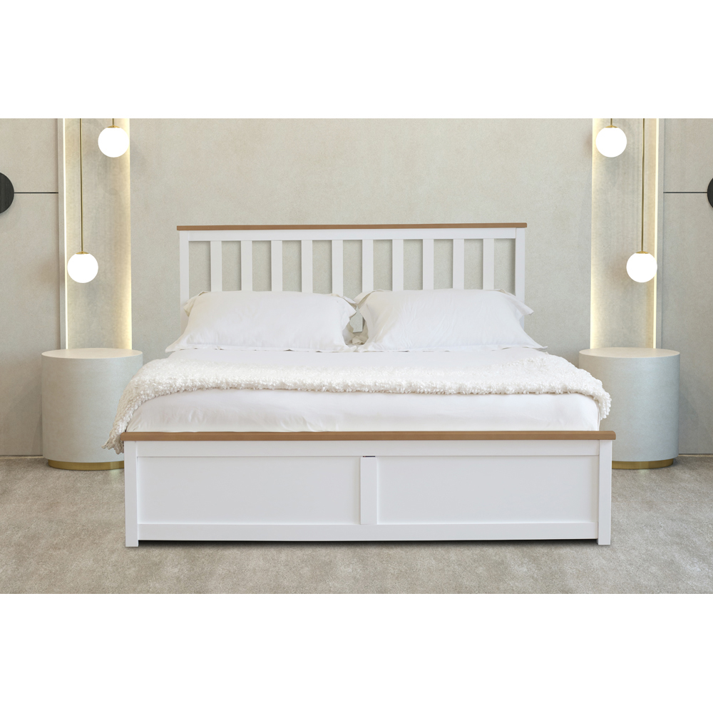 Comfy Living Double White Gas Lift Ottoman Bed Image 7