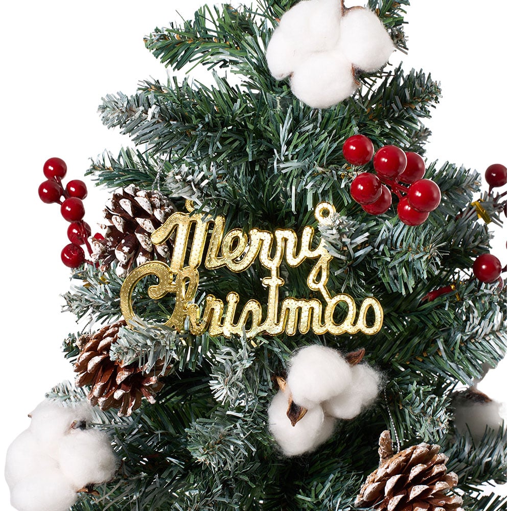 Living and Home Solar-Powered Pre-Lit Artificial Christmas Tree with Berries 2.7ft 4 Pack Image 4