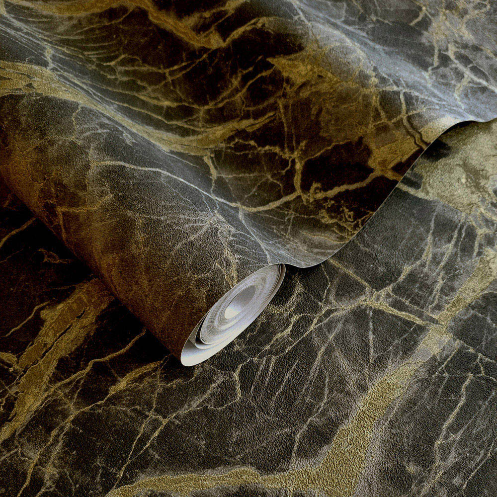 Holden Portoro Marble Charcoal Gold Wallpaper Image 2