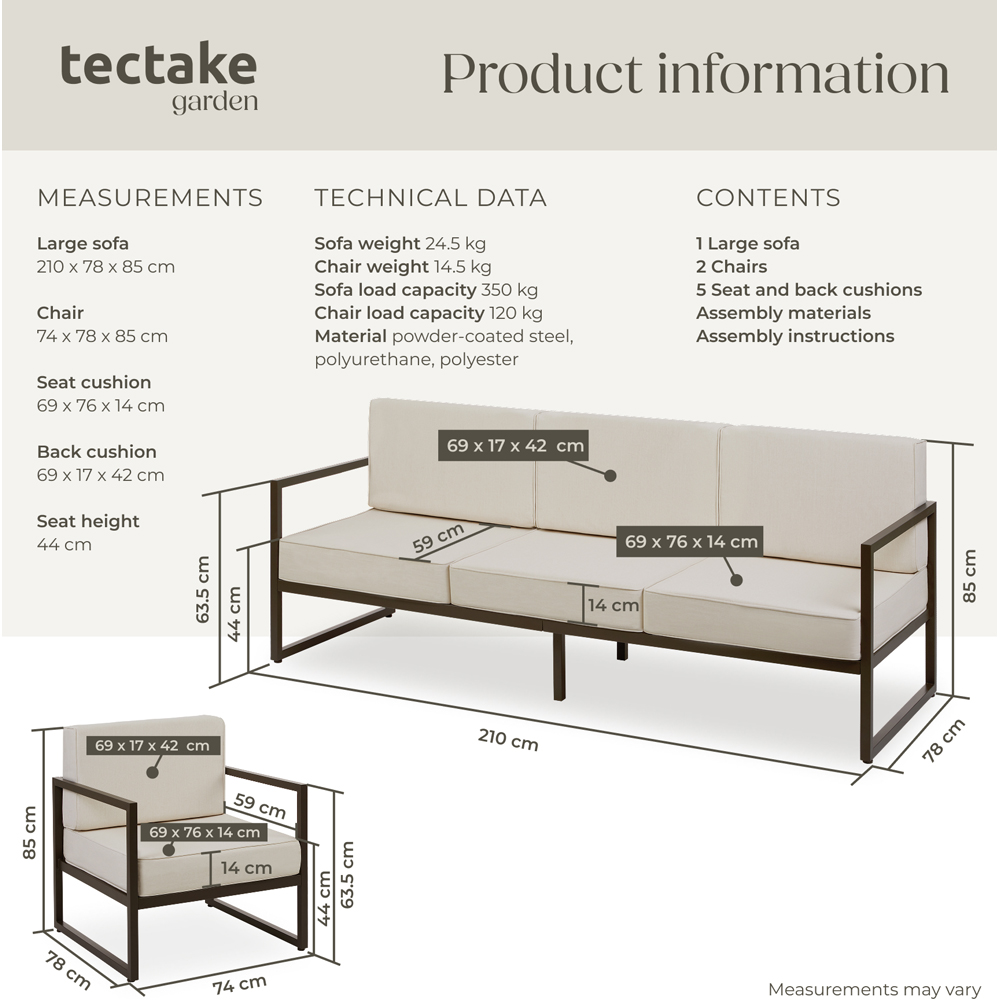 tectake Comosa 5 Seater Garden Sofa Set with Cushion Image 9