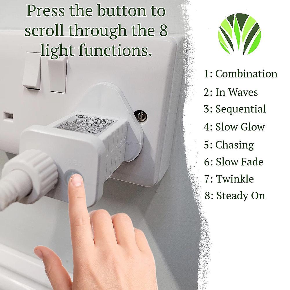 Best Artificial 200 Multicoloured Multi Function Mains Powered Clear String Light Image 2