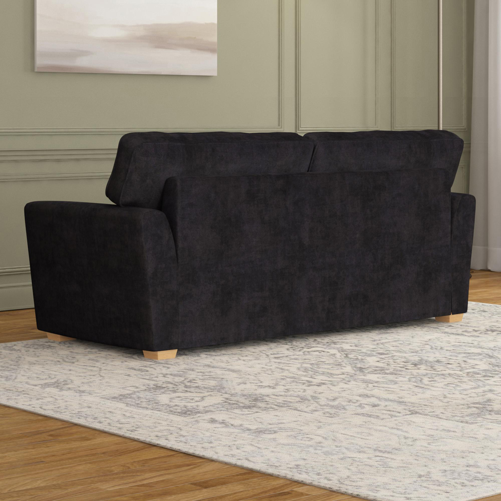 Wendleberry 3 Seater Ebony Plush Velvet Fixed Back Sofa Image 6