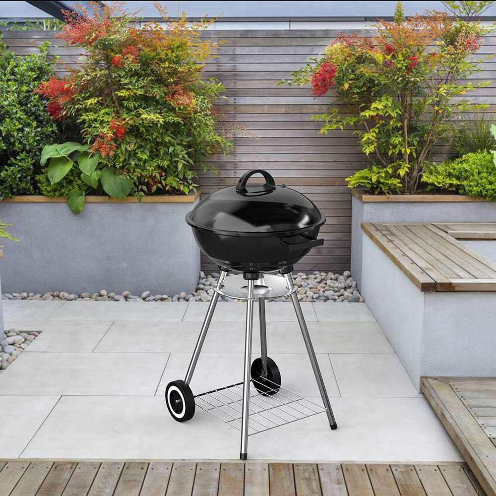 House of Home 18 inch Black Kettle Charcoal BBQ with Wheel Image 7