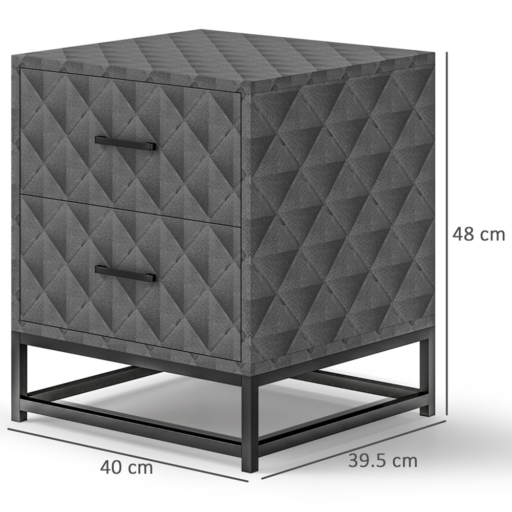 Portland 2 Drawer Grey Bedside Table Set of 3 Image 9