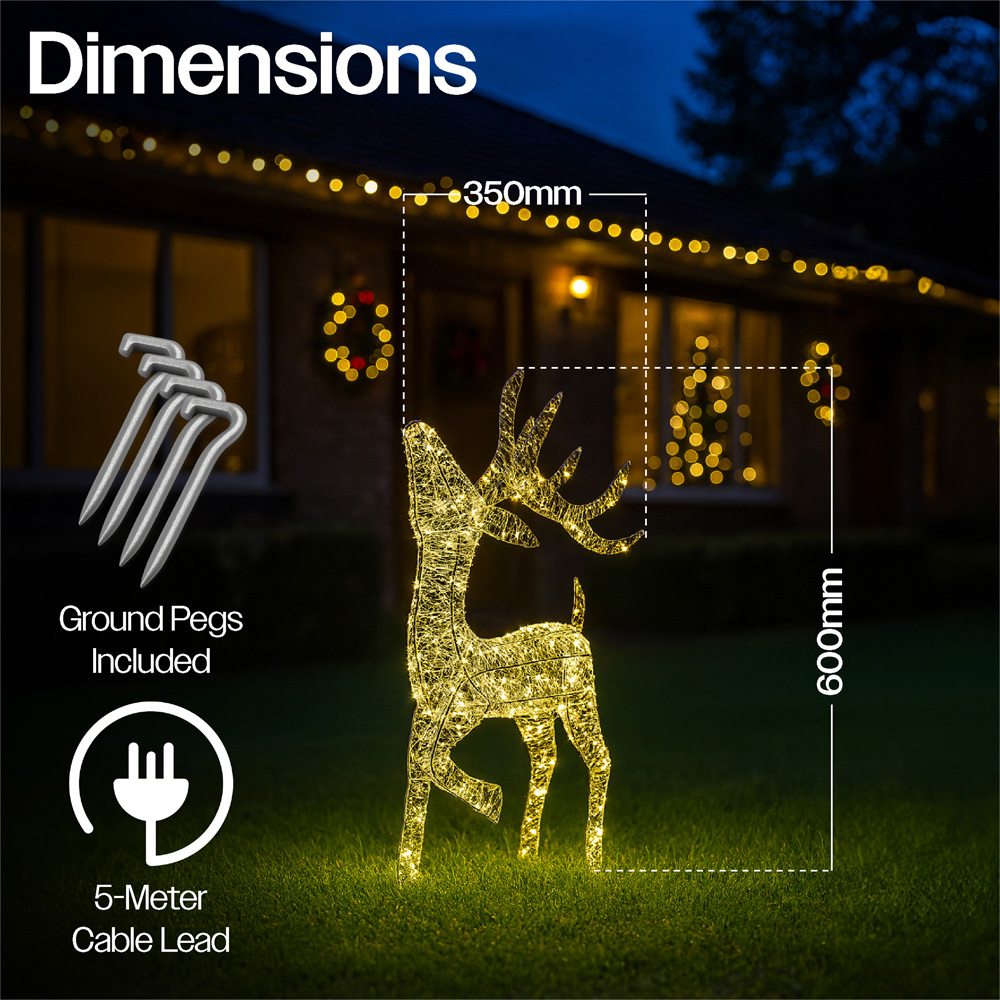 Xmas Haus Silver 200 Warm White LED Head Up Deer Christmas Decoration 2ft Image 8