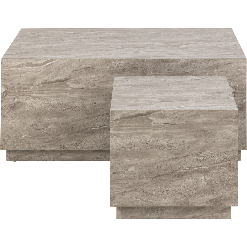 Florence Dice Grey Marble Coffee Table Set of 2 Image 3