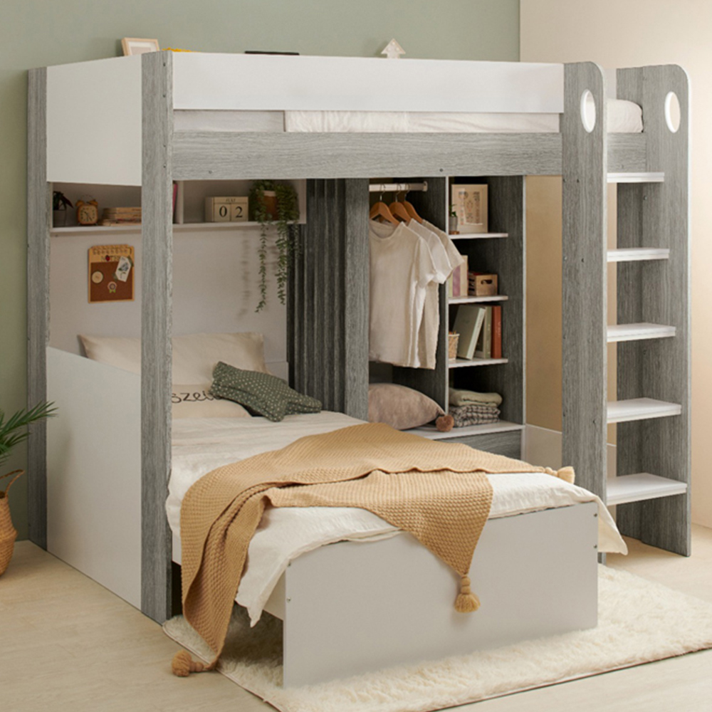 Flair Hampton White and Grey L Shape Bunk Bed Image 1