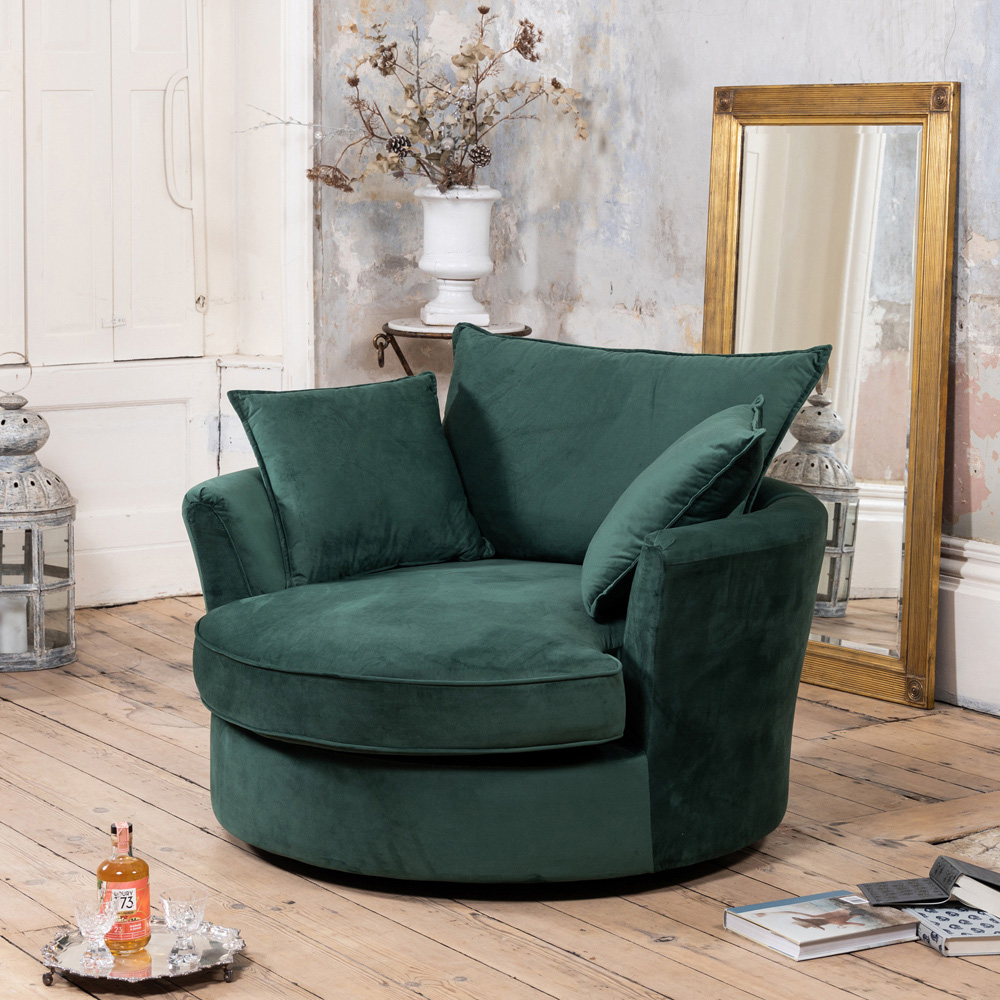 Artemis Home Havana Green Velvet Swivel Cuddle Chair Image 2