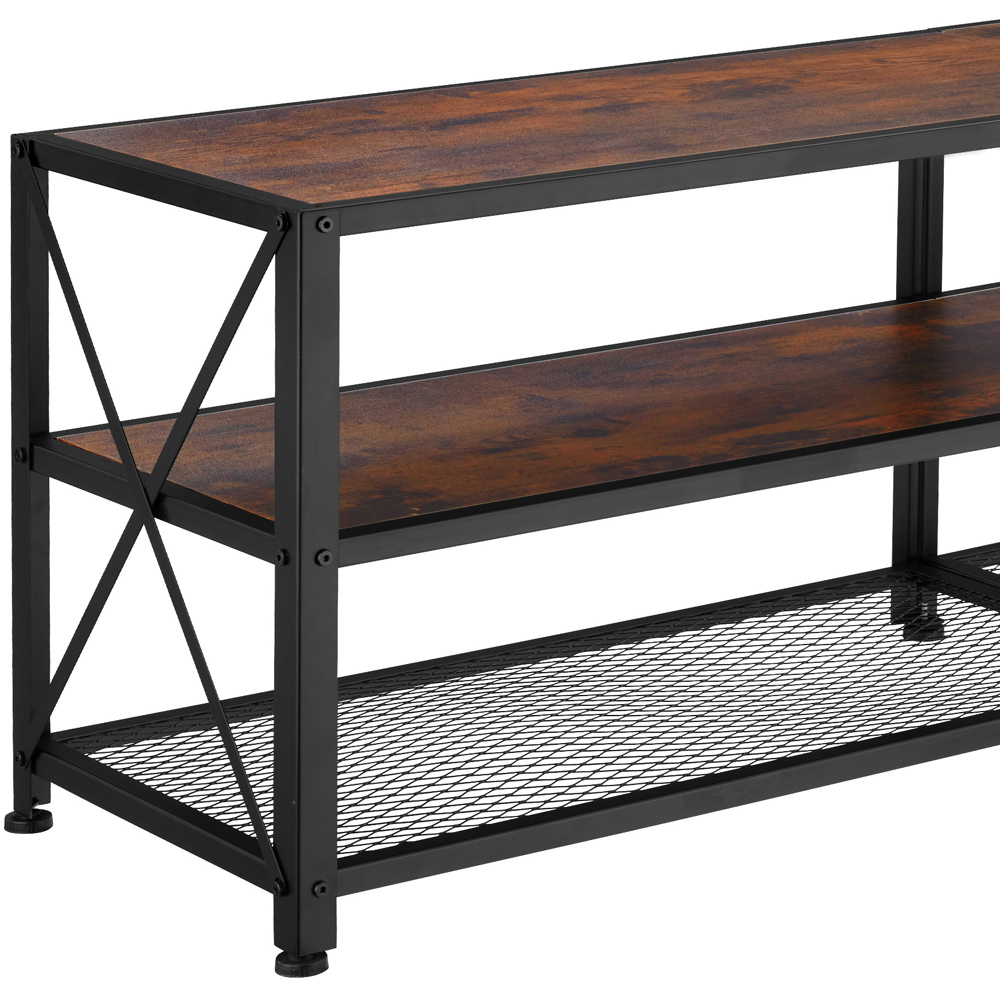 tectake 3 Shelf Dark Wooden and Steel TV Stand Image 6