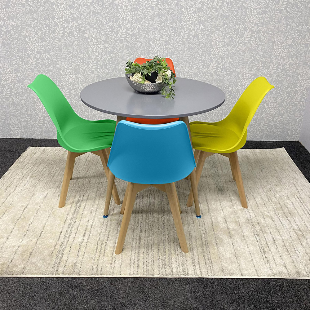 Kosy Koala Grey Round Dining Table Set with 4 Mixed Tulip Chairs Image 4