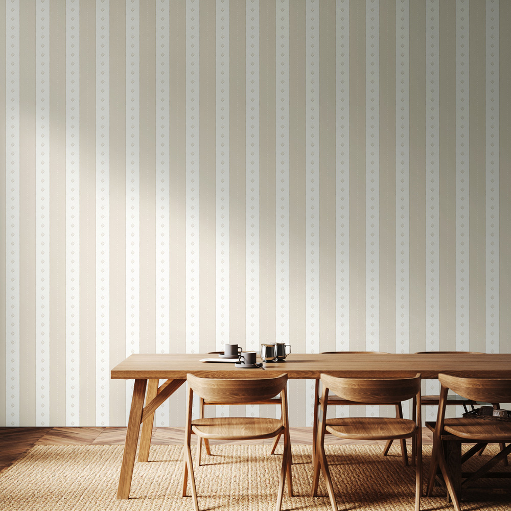 Hoopla Walls Purity Decorative Stripe Cream Wallpaper Image 2