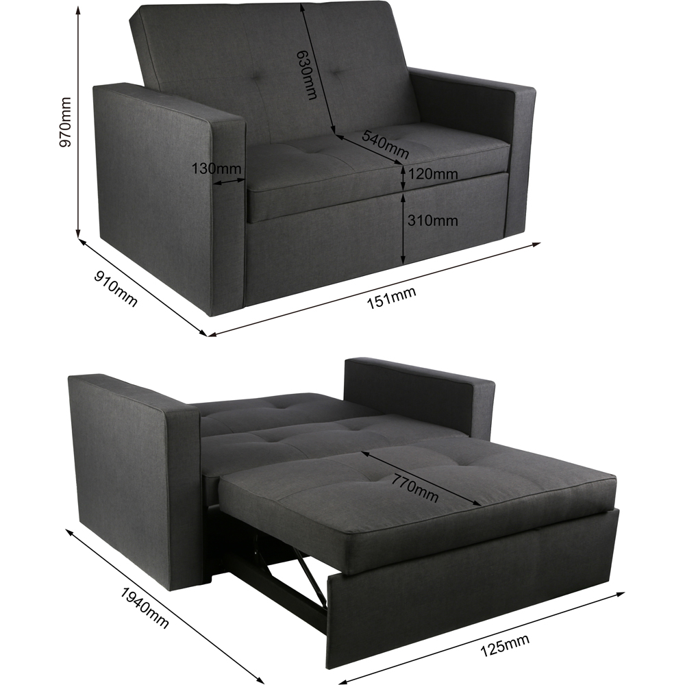 Troy Grey 2 Seater Pull Out Sofa Bed Image 9