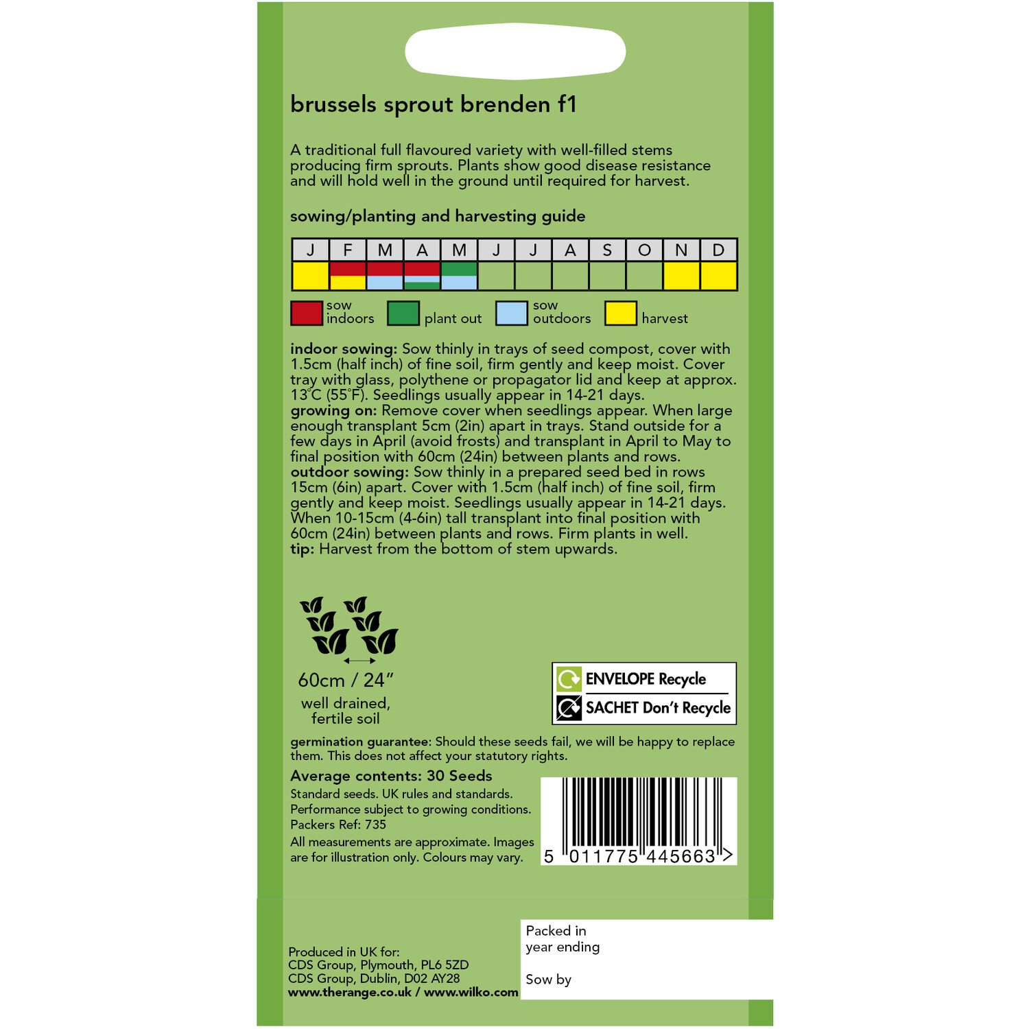 Wilko Brussels Sprout Brenden Seeds Image 2