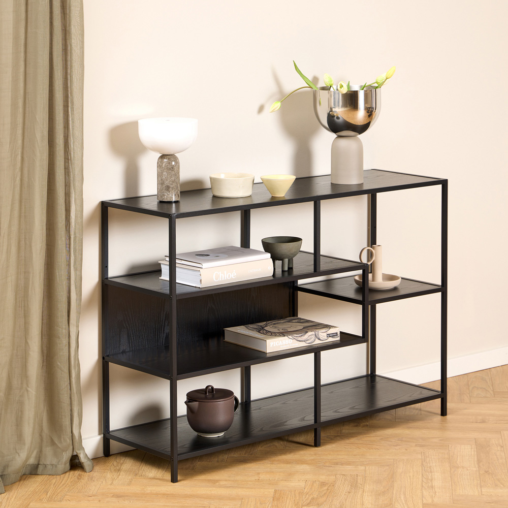 Florence Seaford 4 Shelf Ash Black Metal Bookcase Image 9