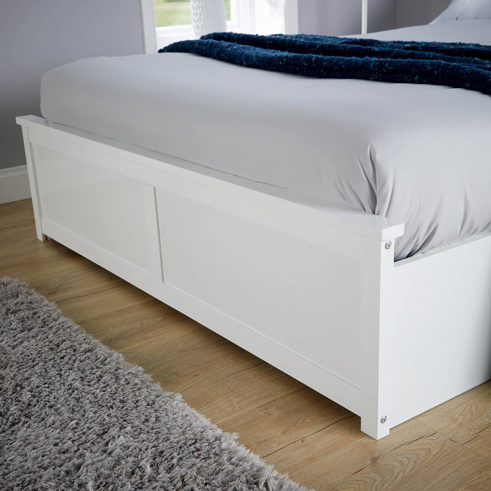 Home Source Madrid Double White End Lift Ottoman Storage Bed Image 4