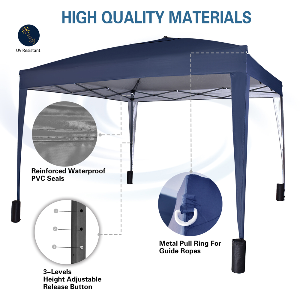 Blue Pop Up Outdoor Canopy Tent with Removable Sidewalls 3 x 3m Image 5