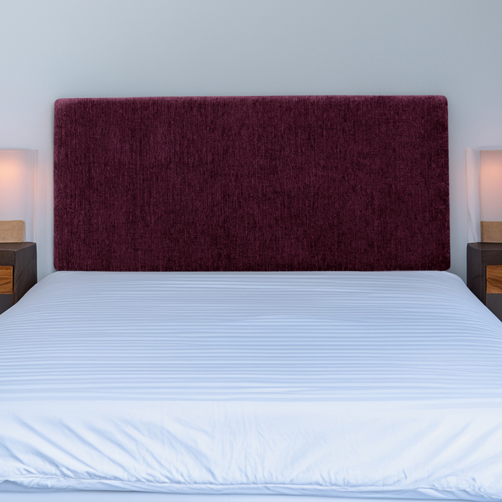 Bedmaster Valencia Single Aubergine Chenille Plain Headboard Image 1