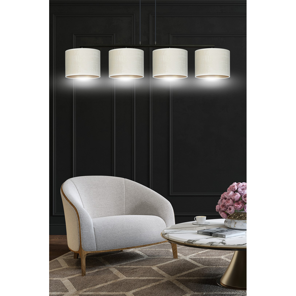 Emibig Hilde 4 Light White Shade Black E27 Ceiling Pendant Light Image 6