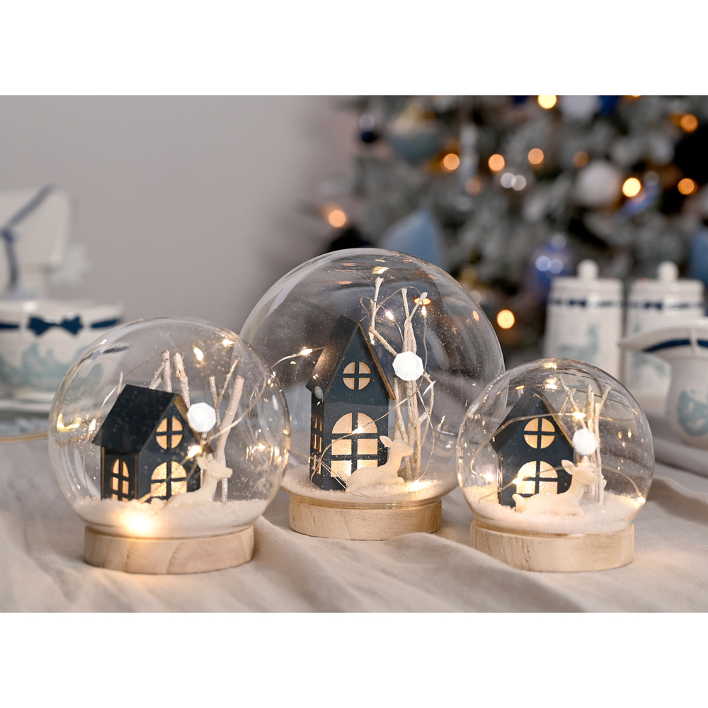 The Seasonal Gift Co Turtle Dove LED Dome House Christmas Decoration 10cm Image 2