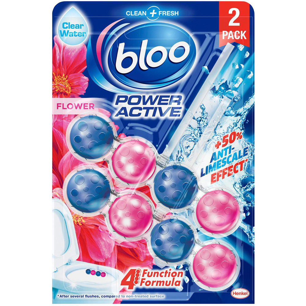 Bloo Power Active Flower Toilet Rim Block with 4 Function Formula 2 x 50g 6 Pack Image 2